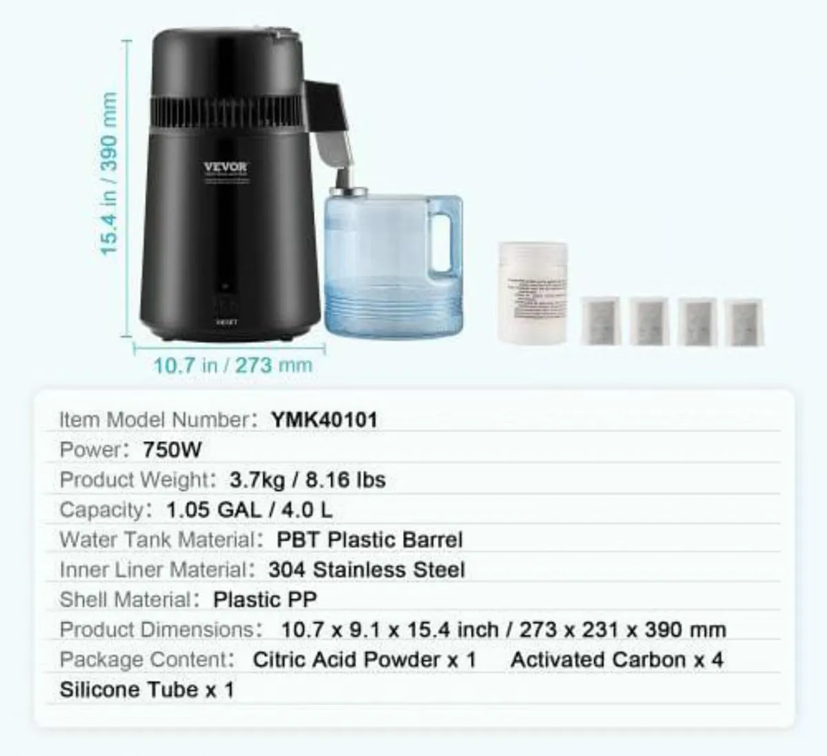 4L Water Distiller Purifier Machine Countertop Sta - Image 2