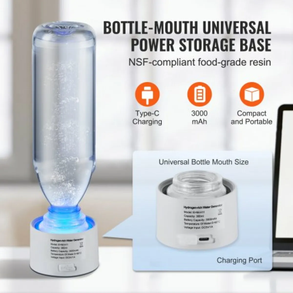 Hydrogen Water Bottle Generator, 380 ml/ 379.9 g C - Image 2