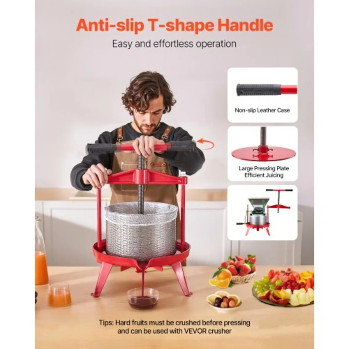 2.38 Gal/9L Fruit Wine Press, Stainless Steel Bask - Image 3