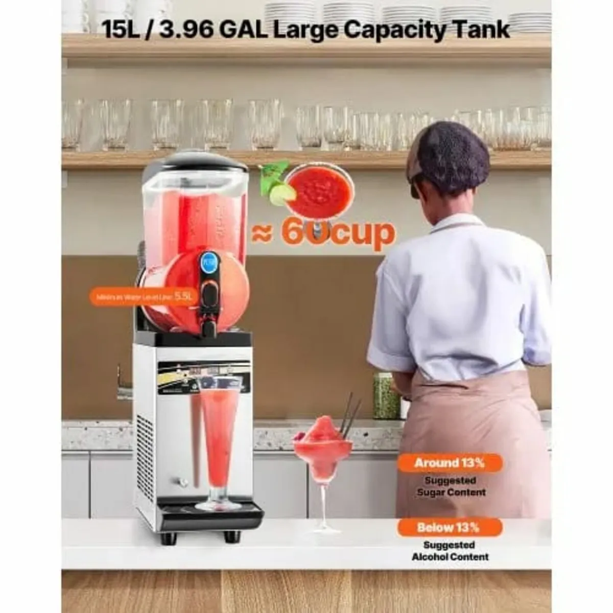 Frozen Drink Maker, 15L Single Tank Slushy Machine - Image 4