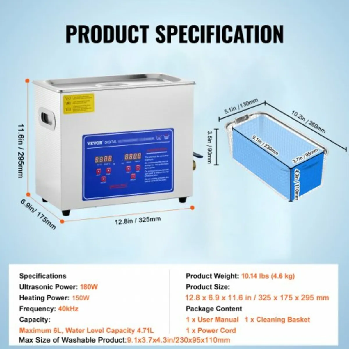 Ultrasonic Cleaner, 6 L Ultrasonic Jewelry Cleaner - Image 2