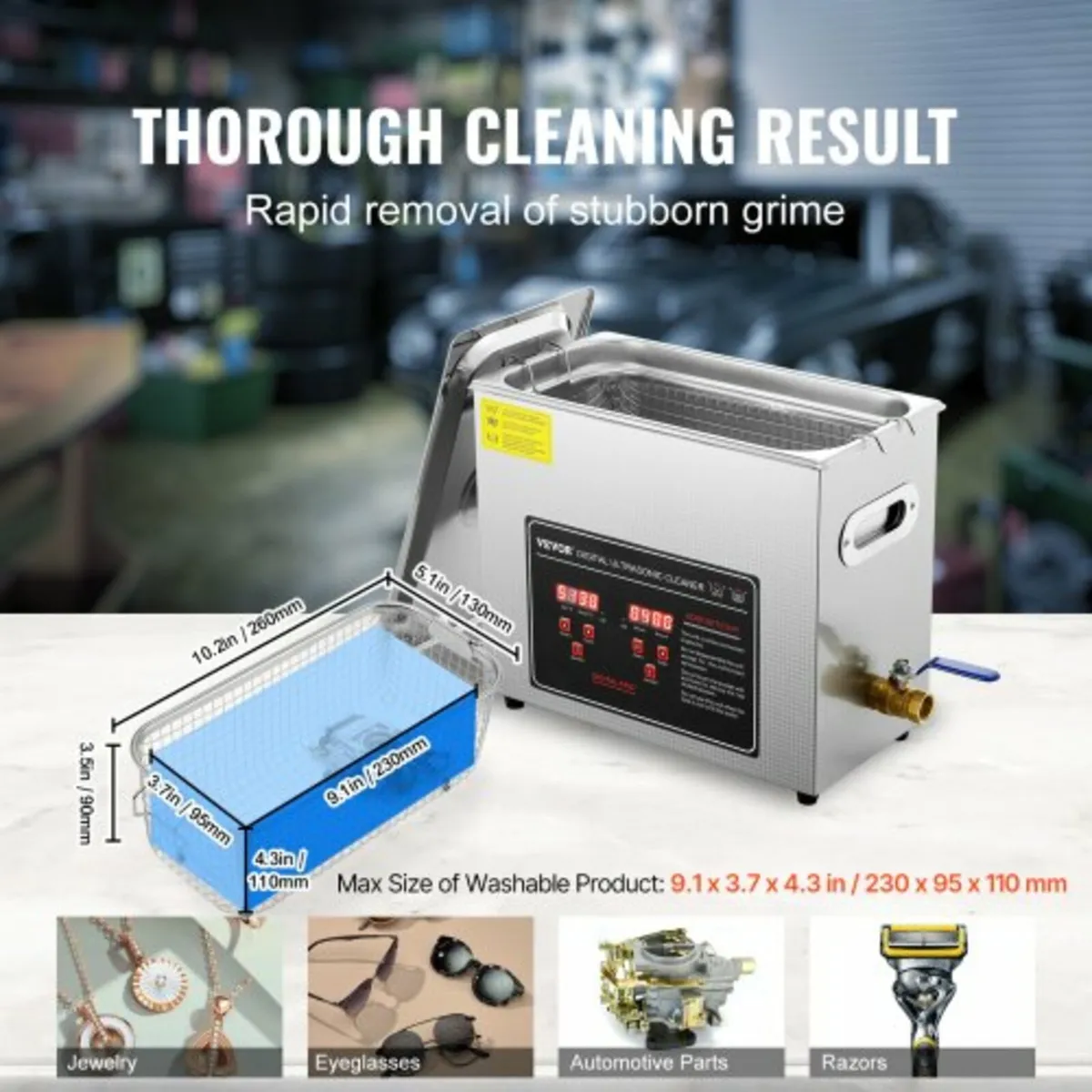 Ultrasonic Cleaner with Digital Timer & Heater, Pr - Image 4