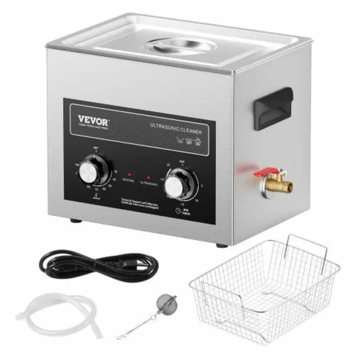 10L Ultrasonic Cleaner with Heater Timer & Basket, - Image 1