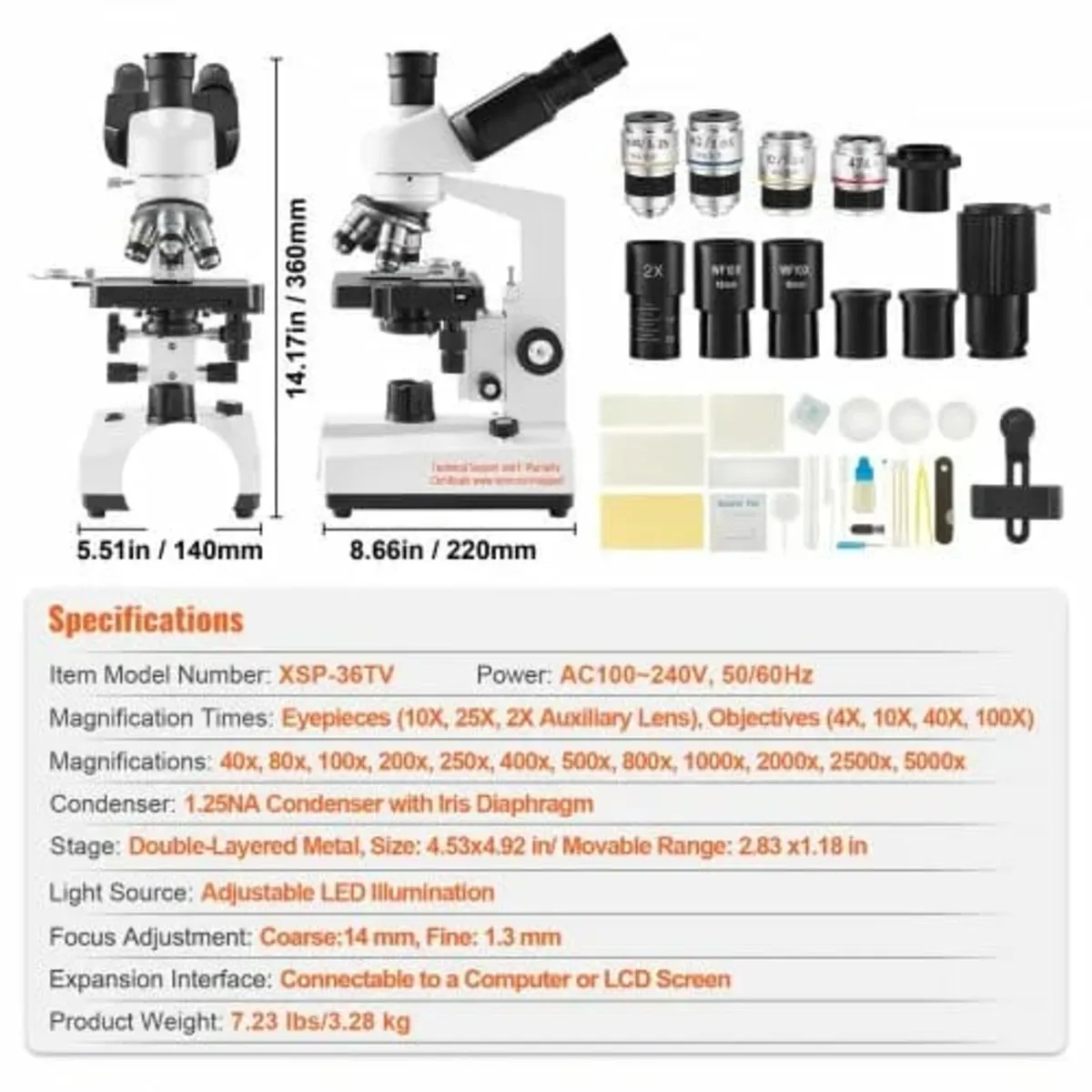 Compound Trinocular Microscope 40X-2500 Magnificat - Image 2