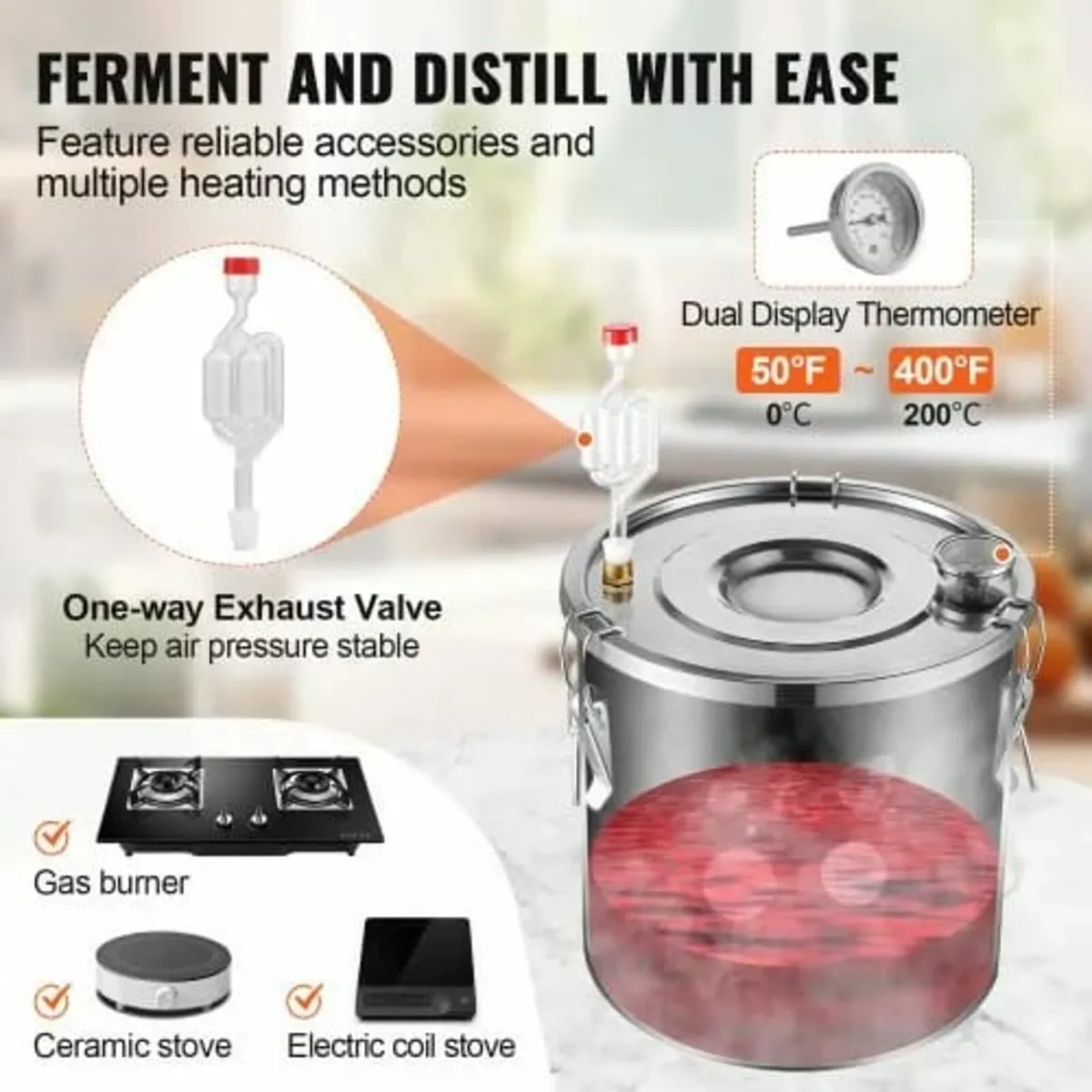 Alcohol Still, 8 Gal / 30 L Stainless Steel Water - Image 3