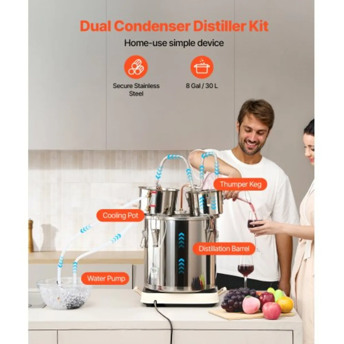 Alcohol Still, 8 Gal / 30 L Stainless Steel Water - Image 2