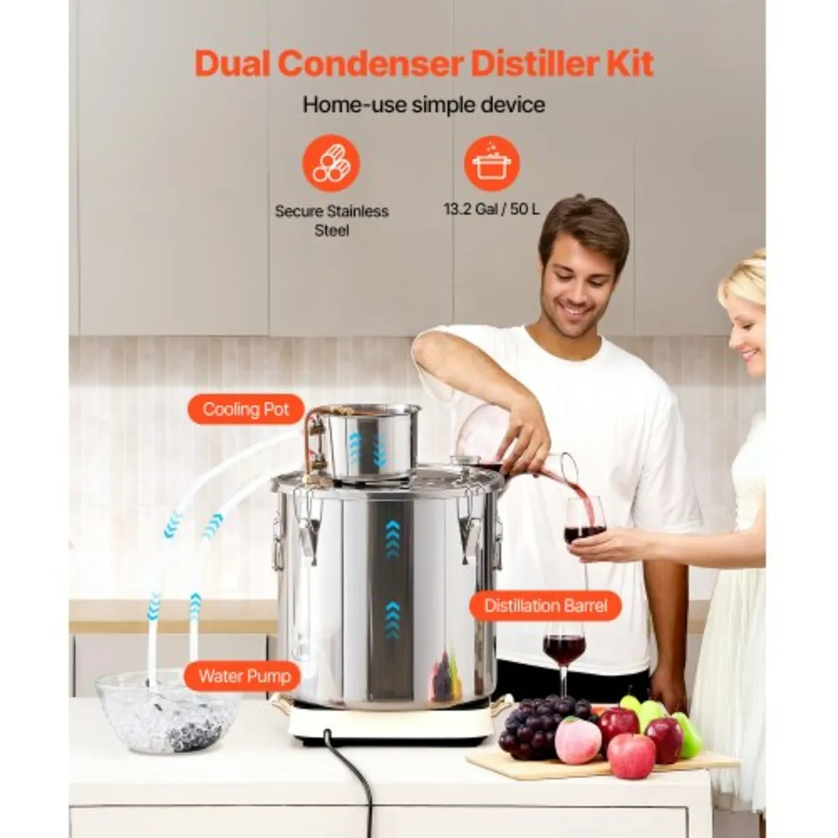 13.2 Gal / 50 L Stainless Steel Water Alcohol Dist - Image 3