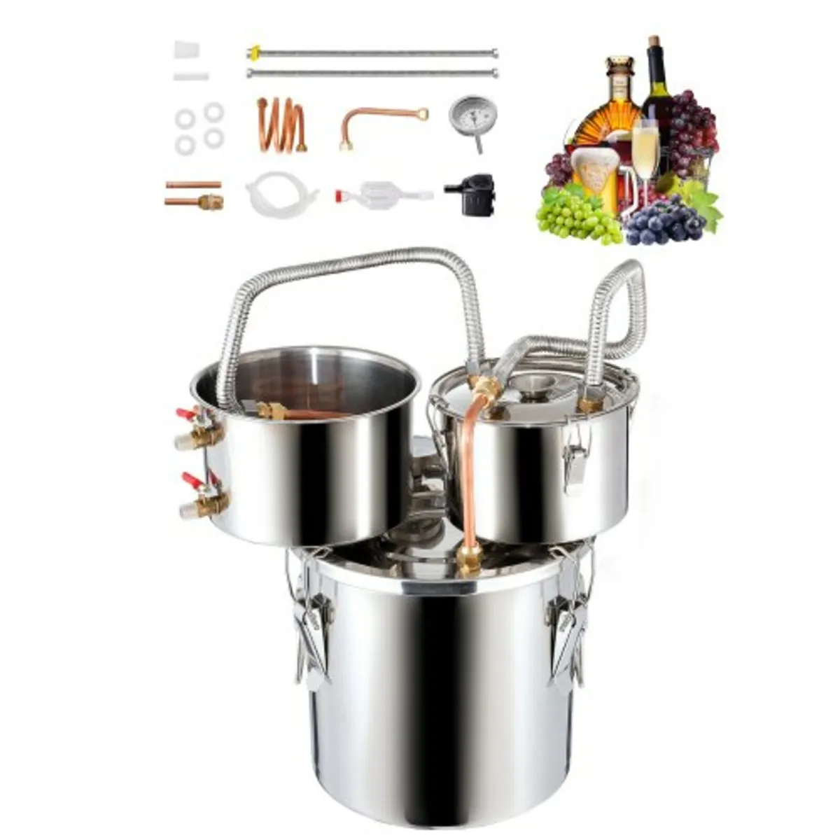 Alcohol Still, 3 Gal / 11.4 L Stainless Steel Wate - Image 1