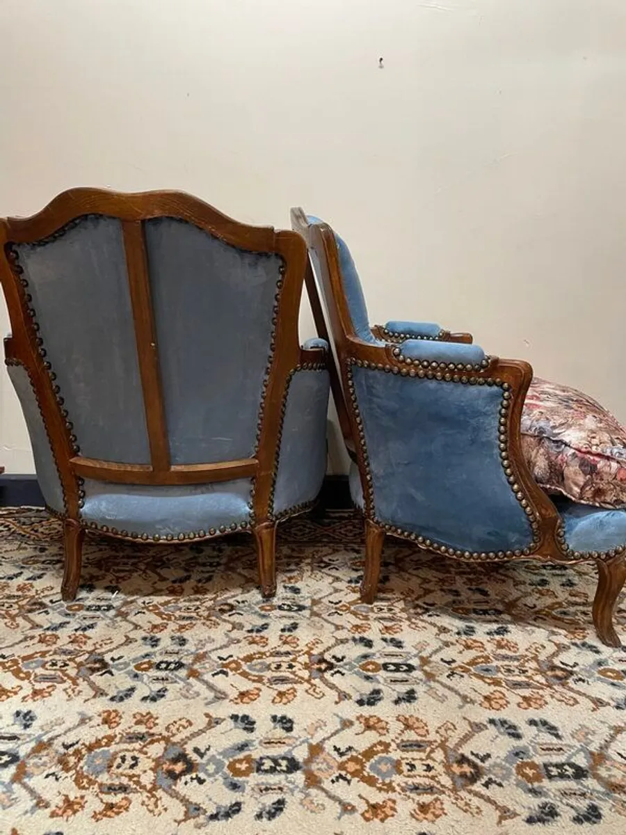 Pair of Vintage Velvet & Floral Upholstered Chairs. - Image 3