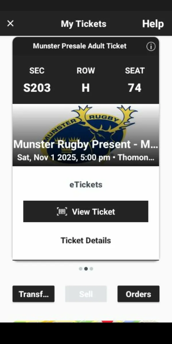 Munster rugby ticket