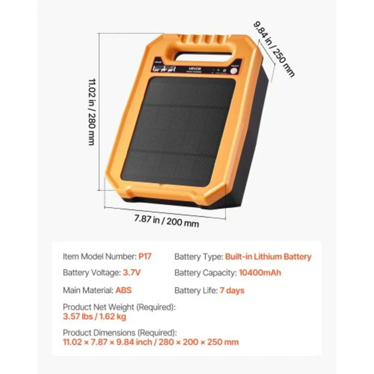 Solar Fence Charger, 0.3J 8 kV Solar Powered Fence - Image 3