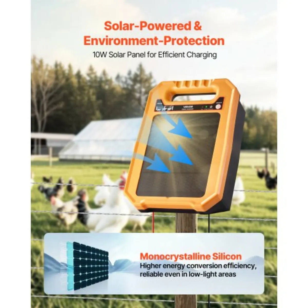 Solar Fence Charger, 0.3J 8 kV Solar Powered Fence - Image 4