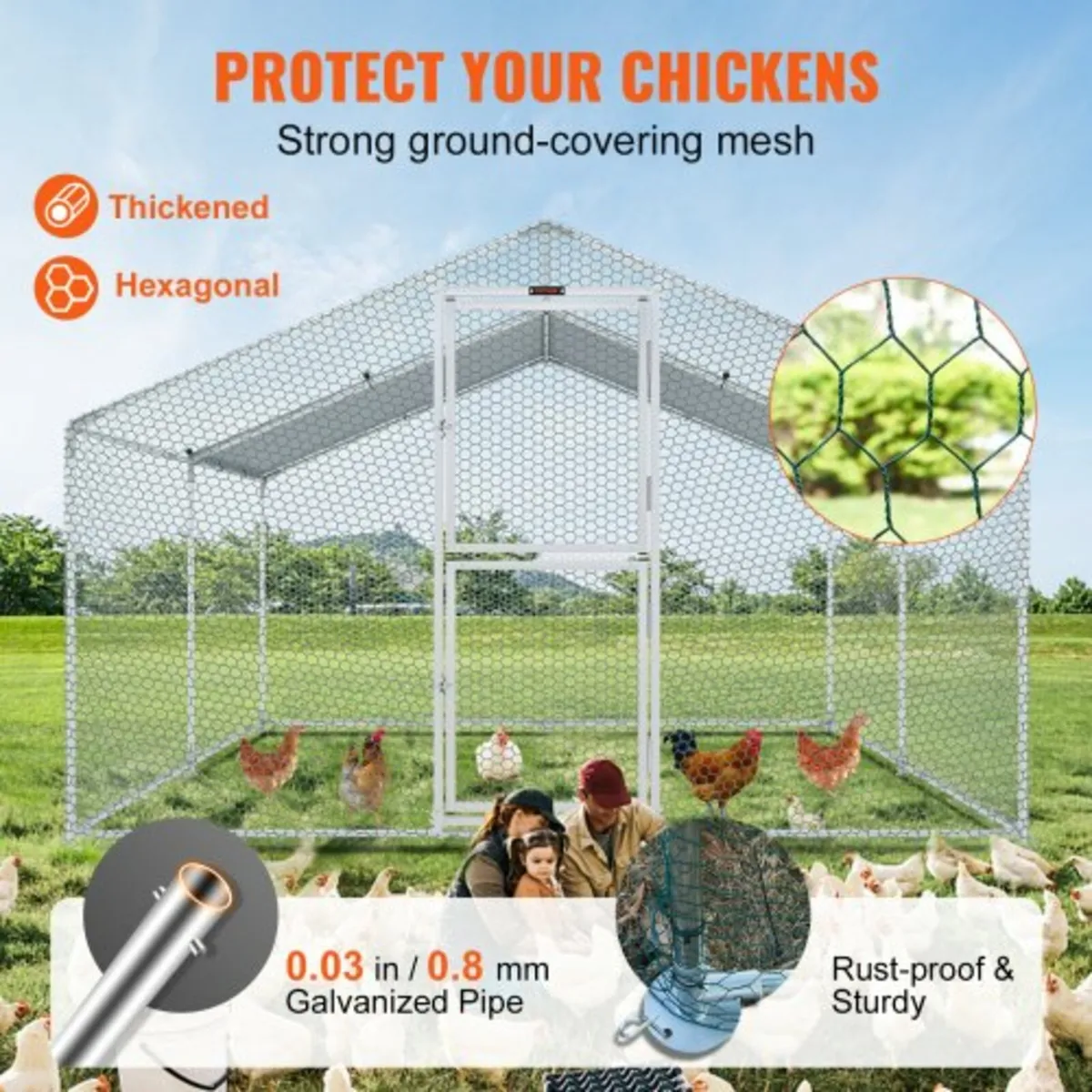 Metal Chicken Coop, 13.1 x 9.8 x 6.6 ft Large Chic - Image 2