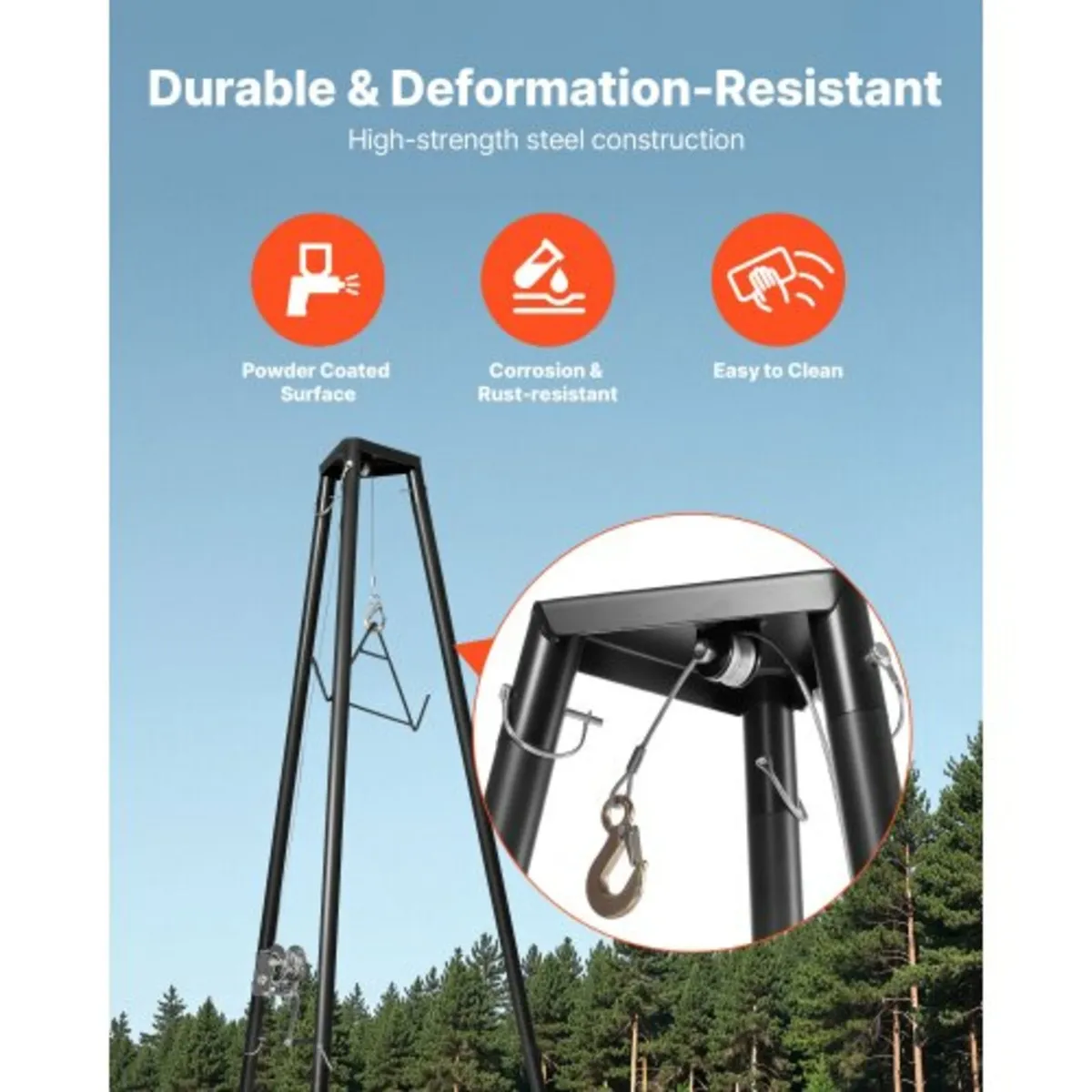 Tripod Deer Hoist, 500 lbs Load Capacity, Hunting - Image 4