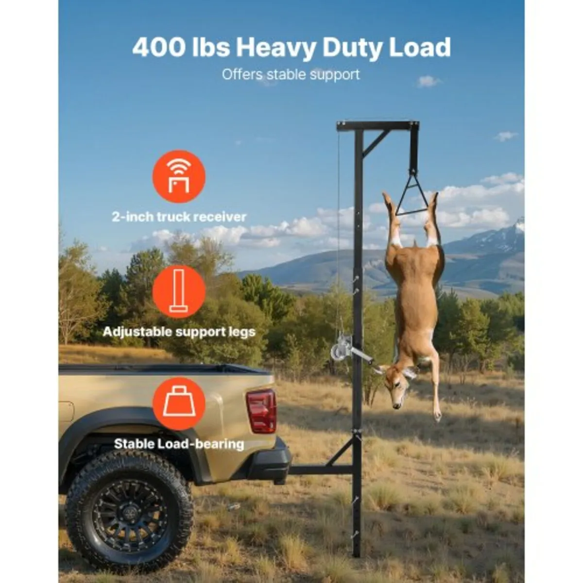Truck Hitch Game Hoist, 400 lbs Load Capacity, Hun - Image 2