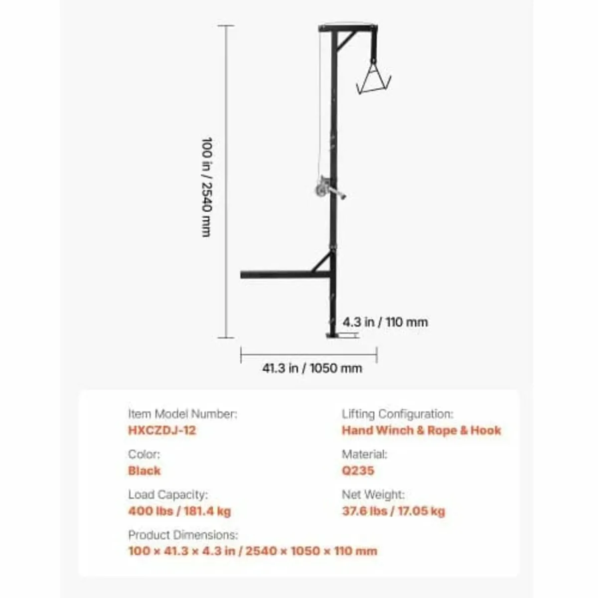Truck Hitch Game Hoist, 400 lbs Load Capacity, Hun - Image 3