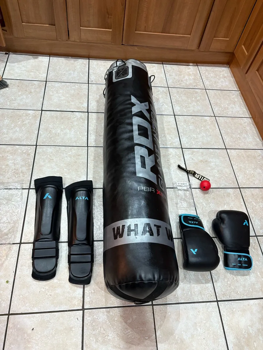 PUNCH BAG, KICK PADS, BOXING GLOVES + BOX A BALL! - Image 1