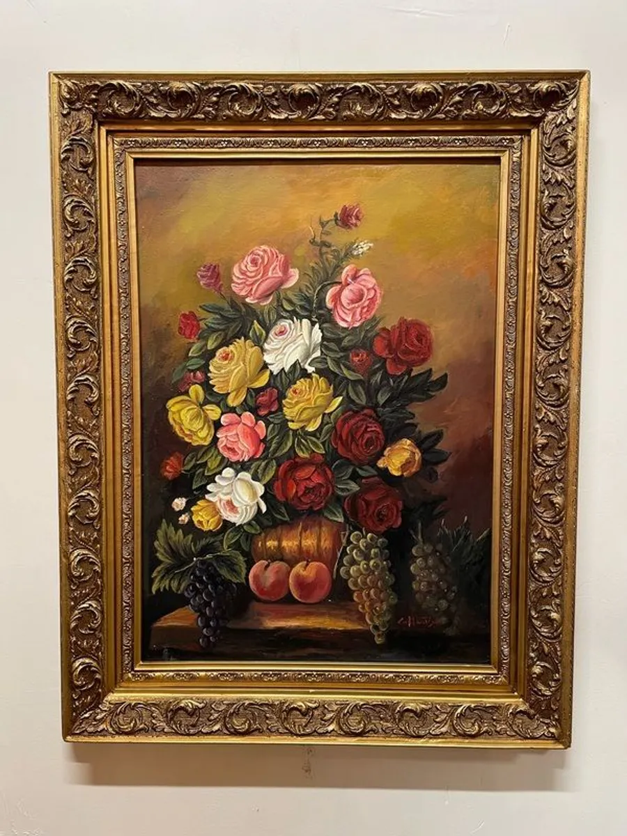 Beautiful 20th Century Still Life Oil Painting on Canvas. - Image 1
