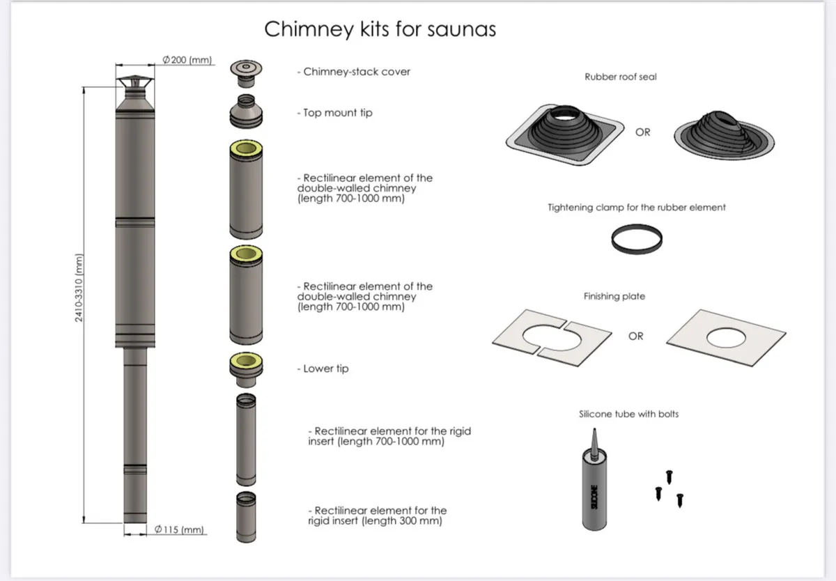 Sauna stove chimney kit