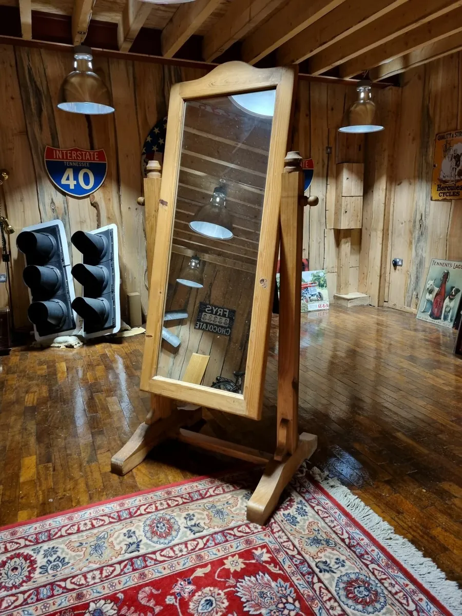 Large Plank Pine Standing Mirror - Image 4