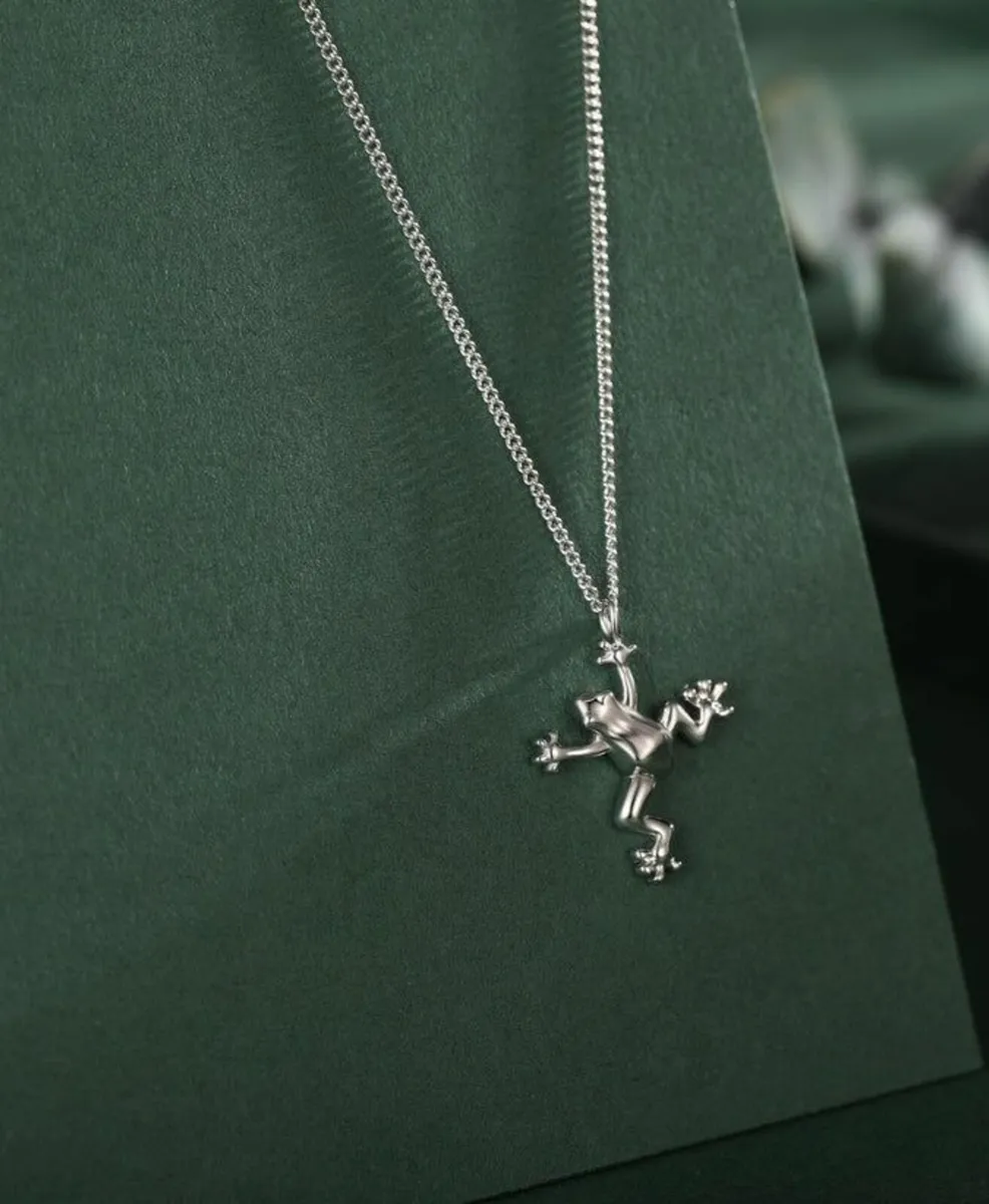 Tiny Frog Pendant Necklace in Sterling Silver, Sil - Image 4