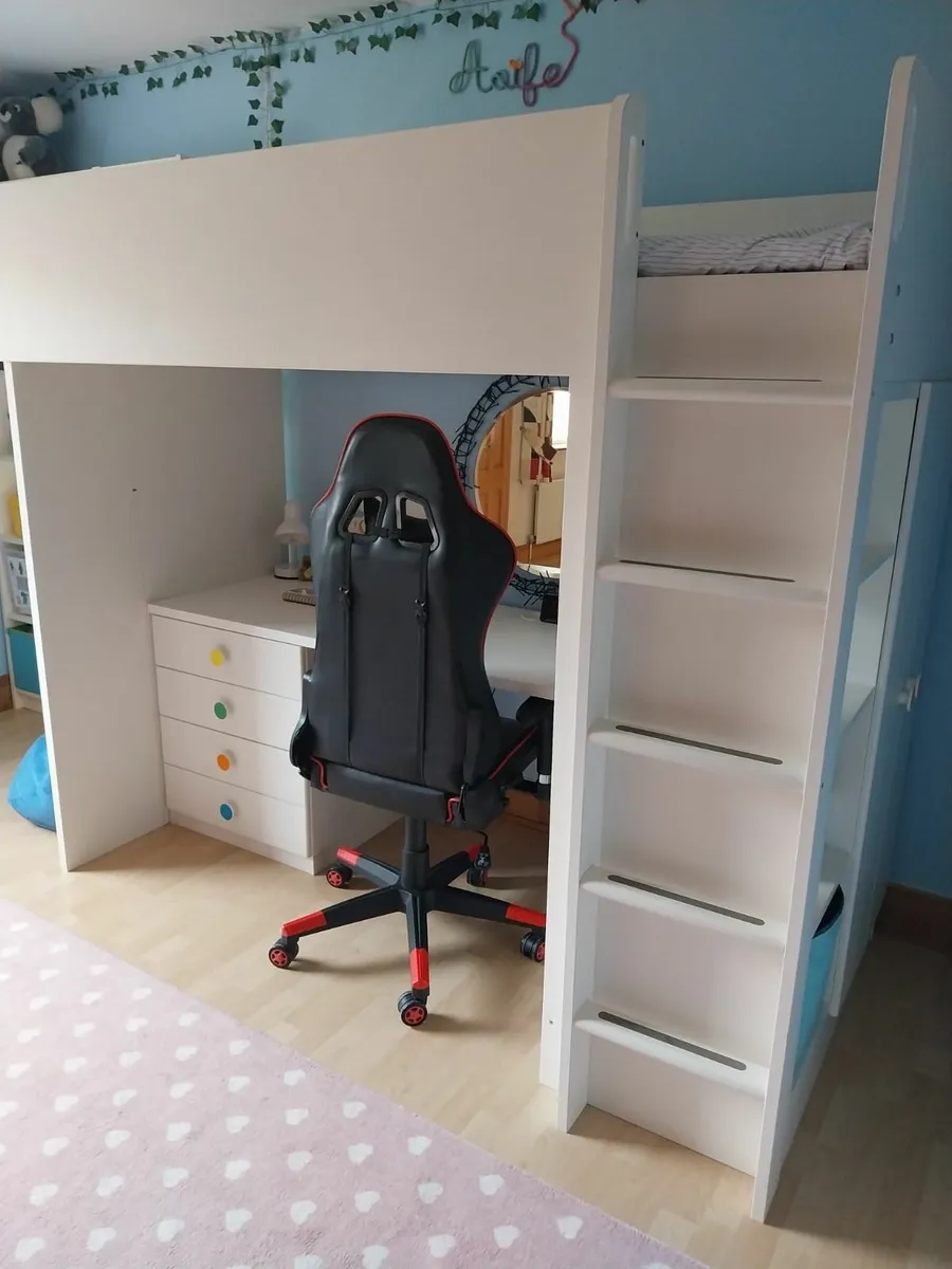 IKEA Loft Bed with Desk, Wardrobe & Storage - Image 1