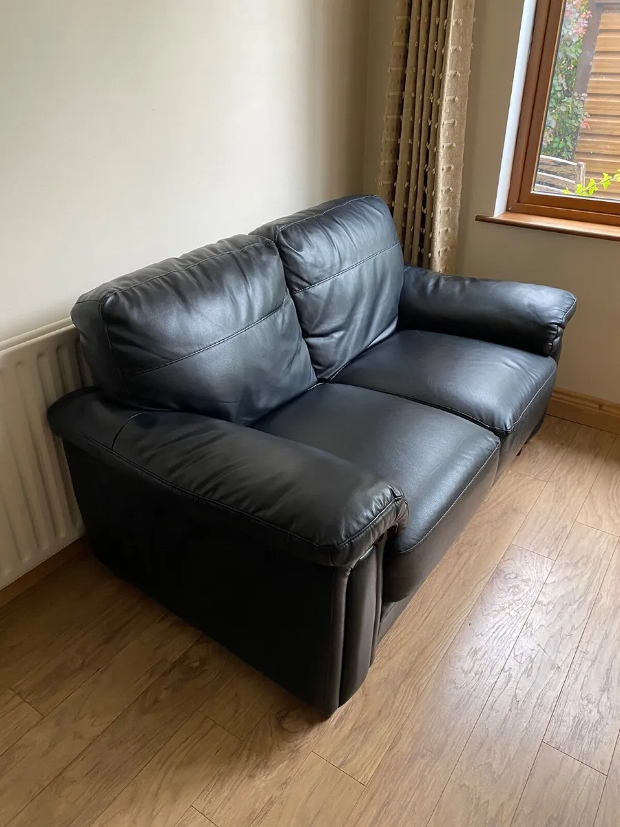 Black Faux Leather Couch - Image 2