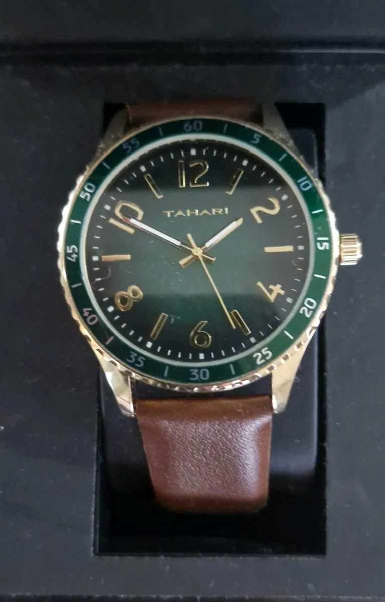 Men's Tahari Casual Dress Wristwatch Leather Band - Image 1