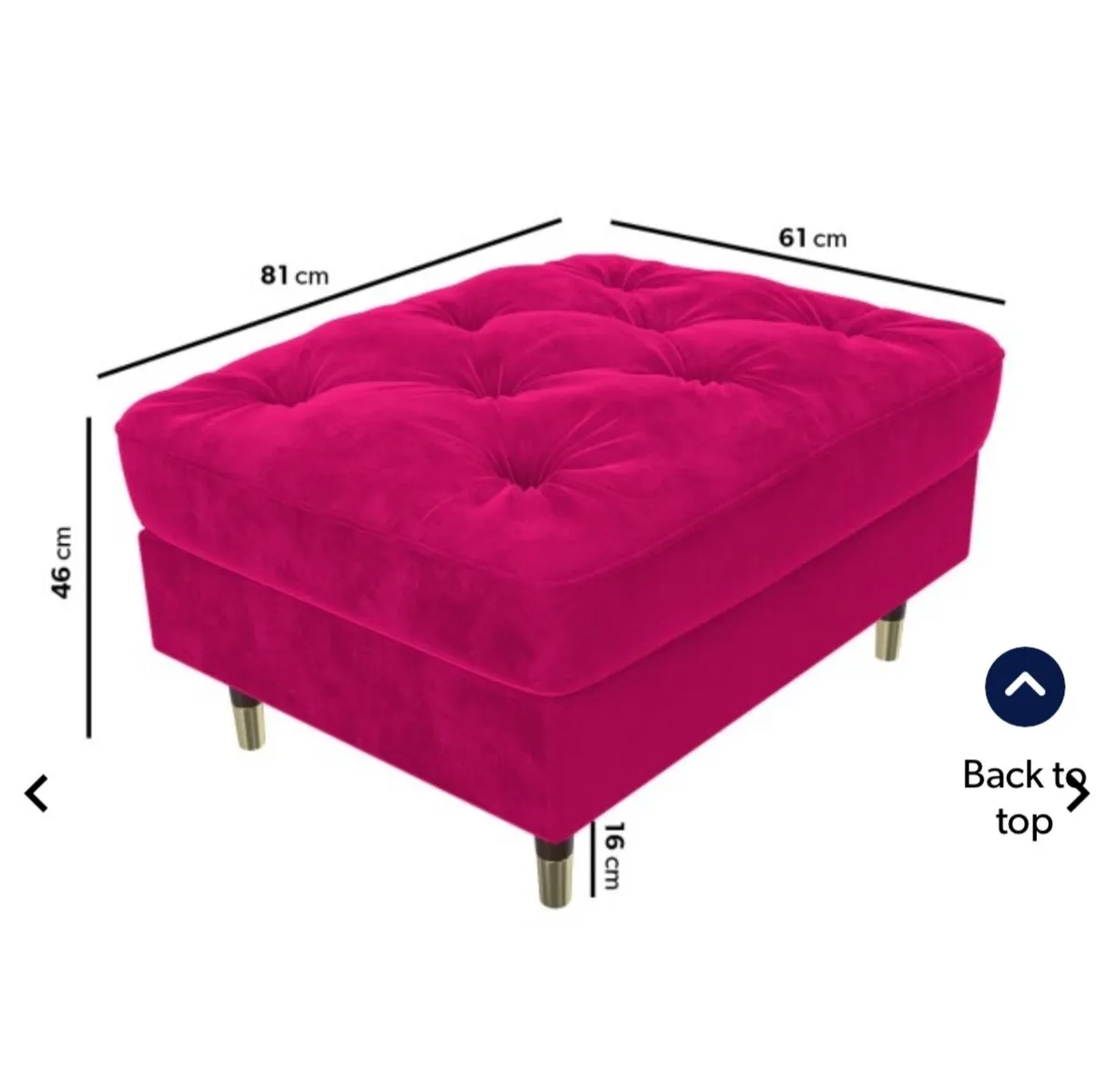 Velvet Ottoman/Footstool hot pink - Image 1
