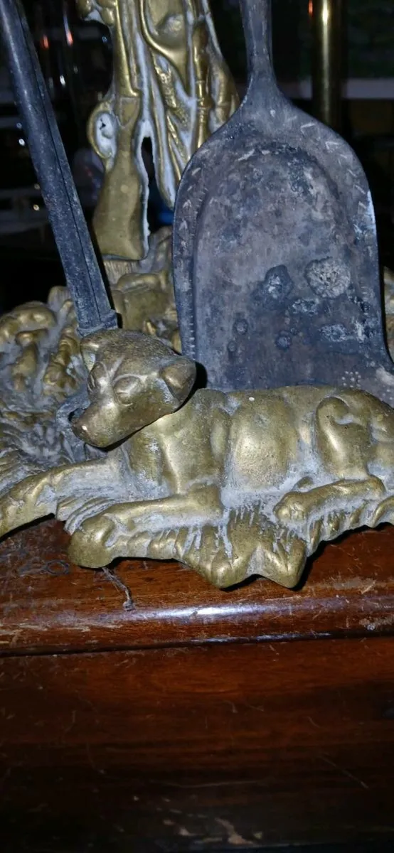 Antique Brass Fire Dogs - Image 4