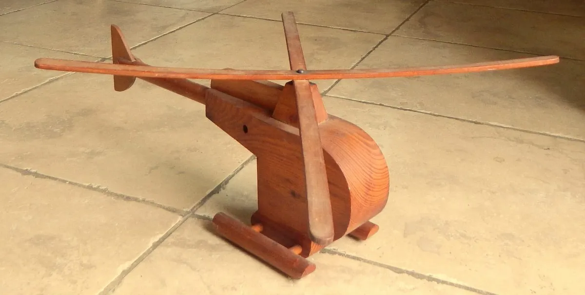 Handmade Wooden Model of Helicopter - Image 4