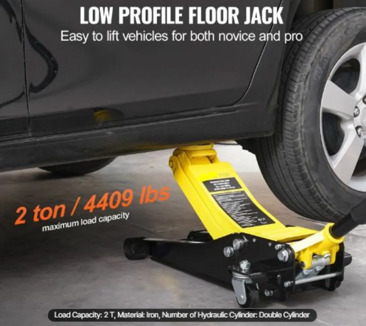Low Profile Floor Jack 2 Ton (4400 lbs),Heavy Duty - Image 2
