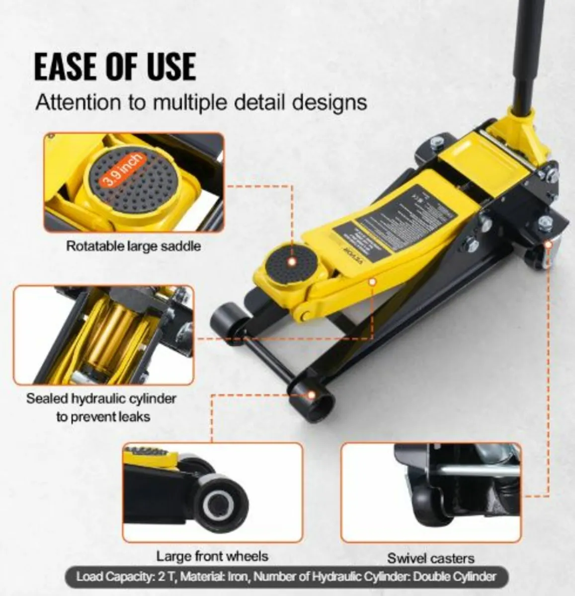Low Profile Floor Jack 2 Ton (4400 lbs),Heavy Duty - Image 4