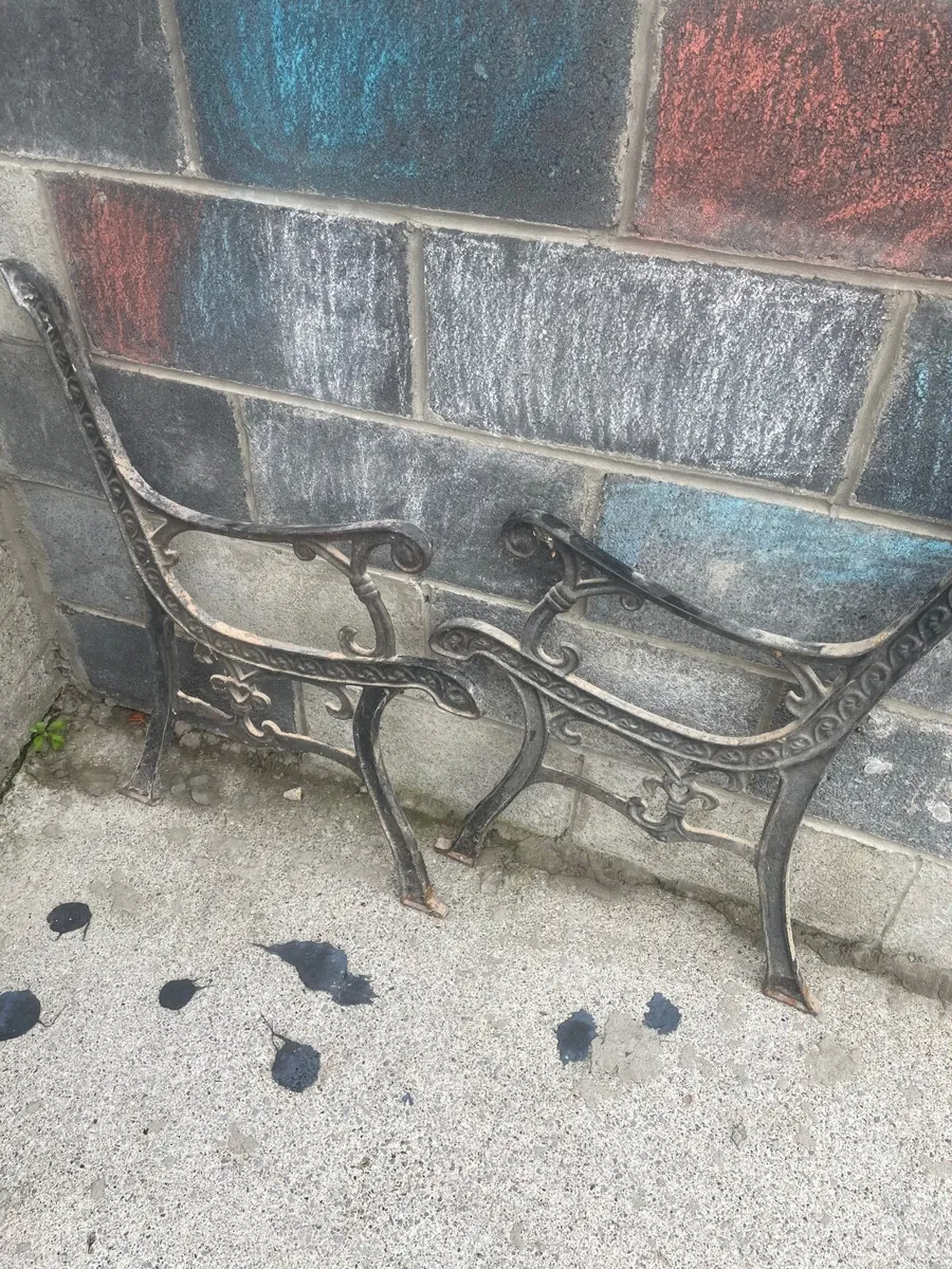 Two sets of Metal bench ends - Image 1