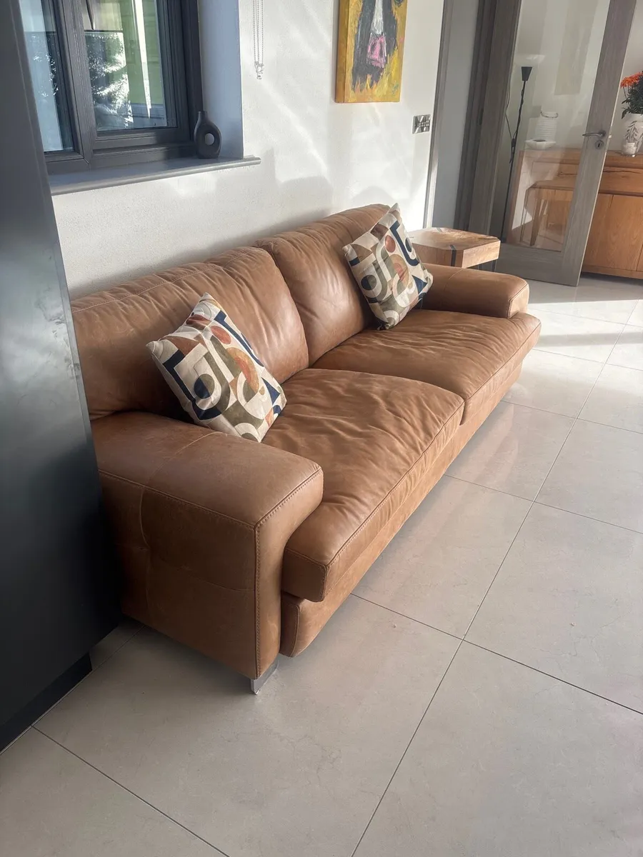 Tan leather couch - Image 2
