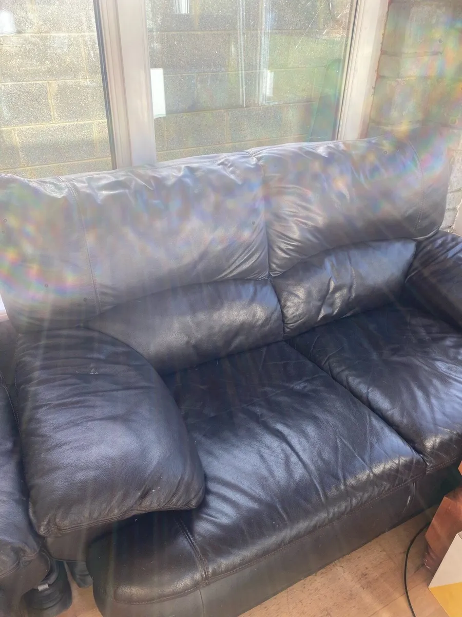 Black leather couch set - Image 2