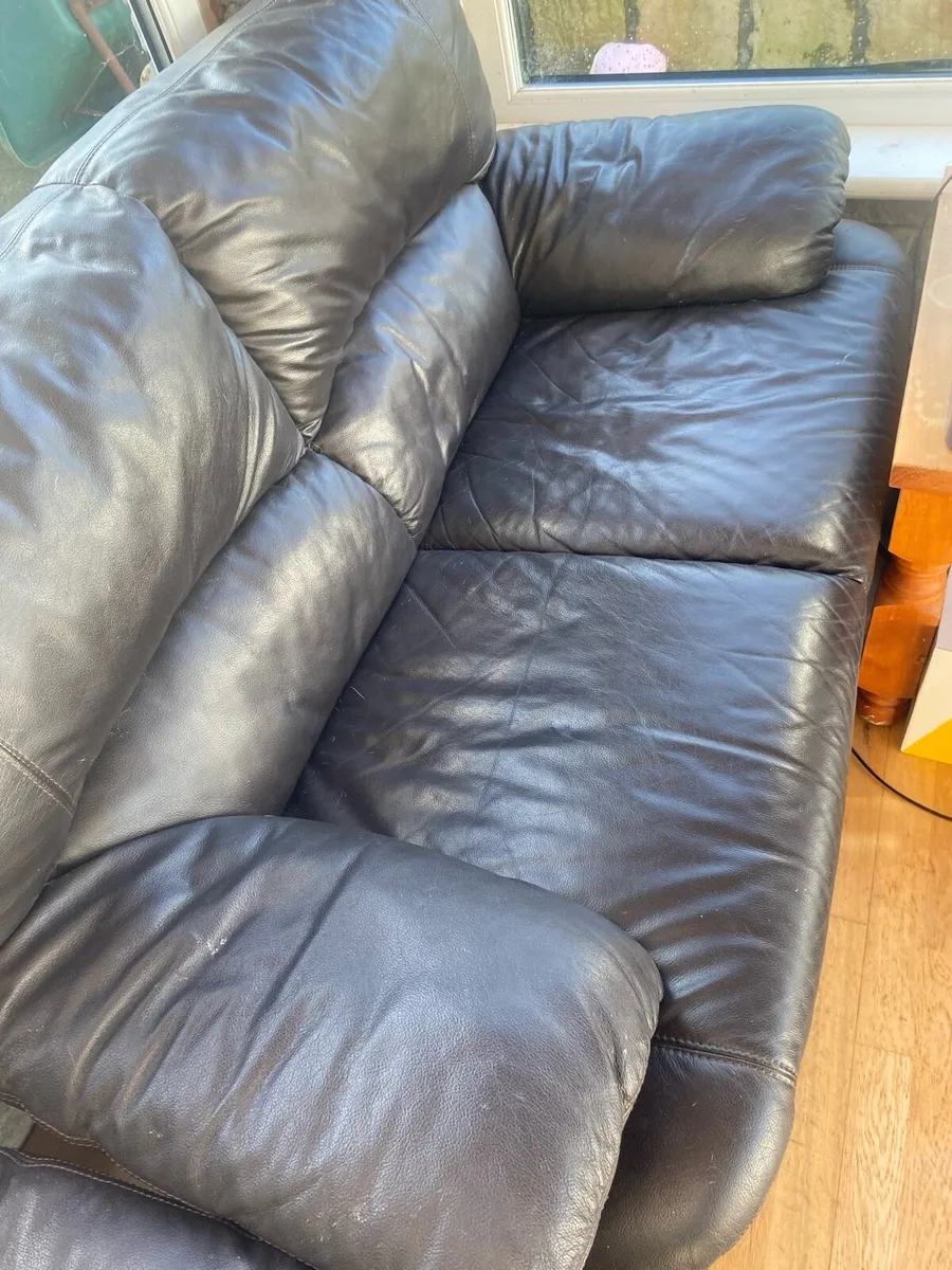 Black leather couch set - Image 3