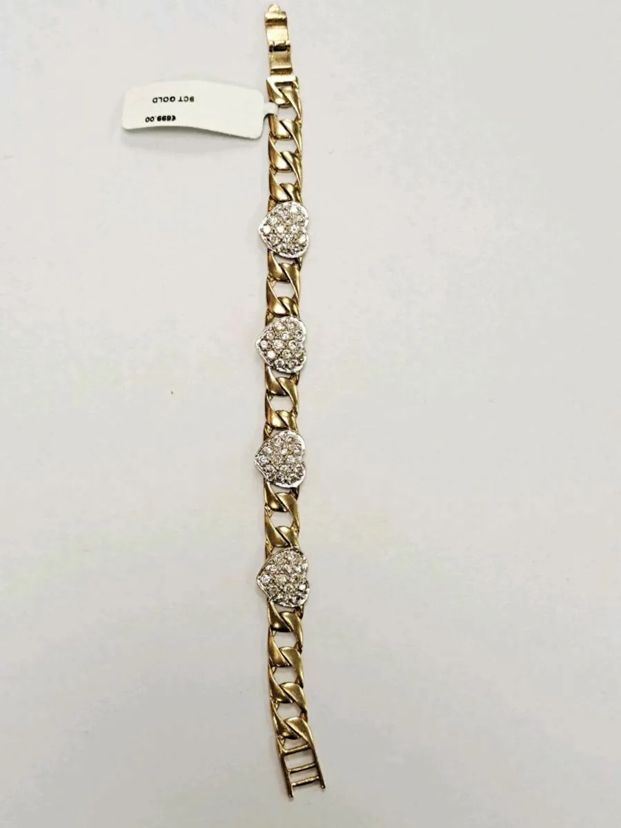 9K Gold Hearted Bracelet 9CT - Image 2