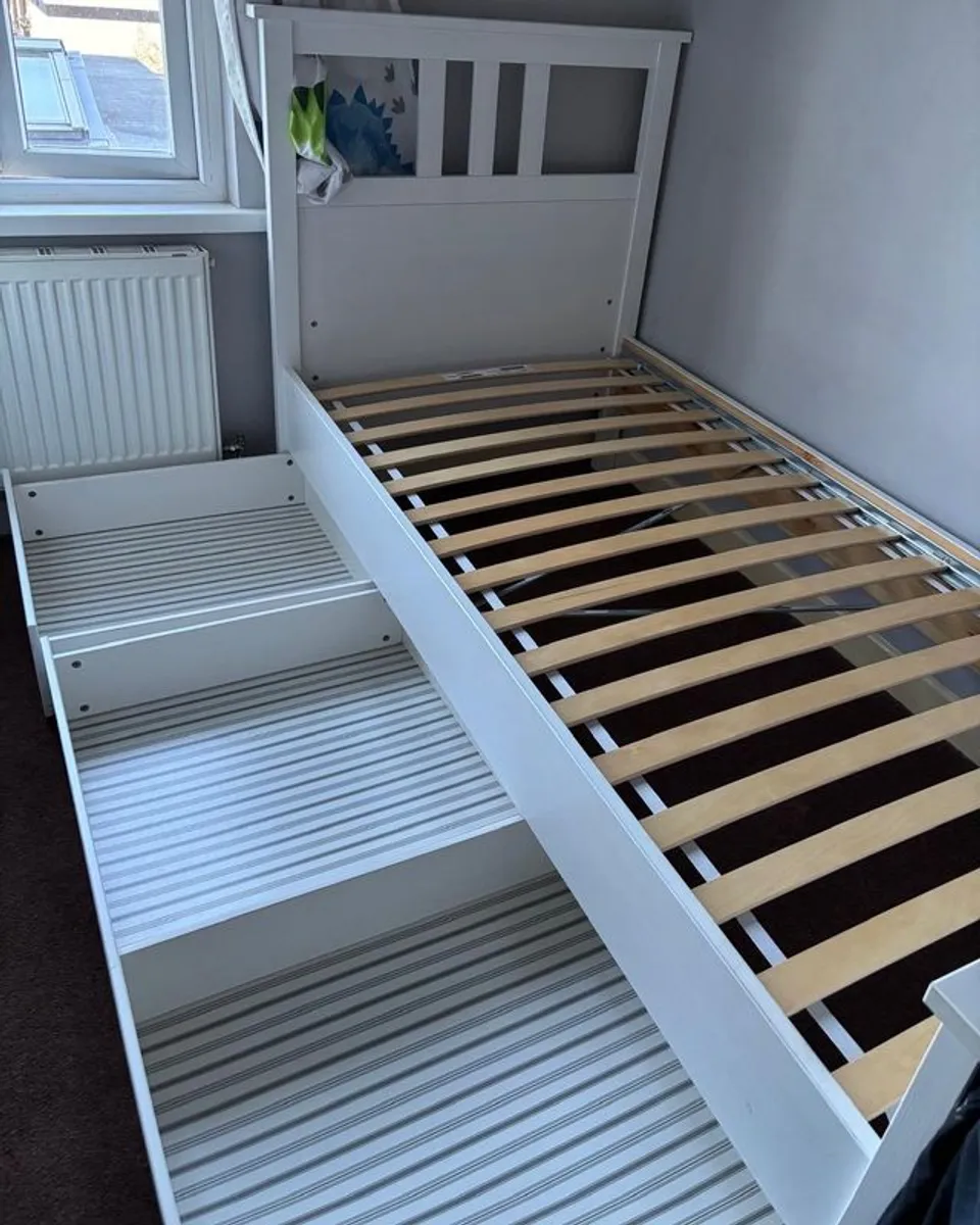 IKEA Hemnes Single Bed with roll out drawers - Image 1