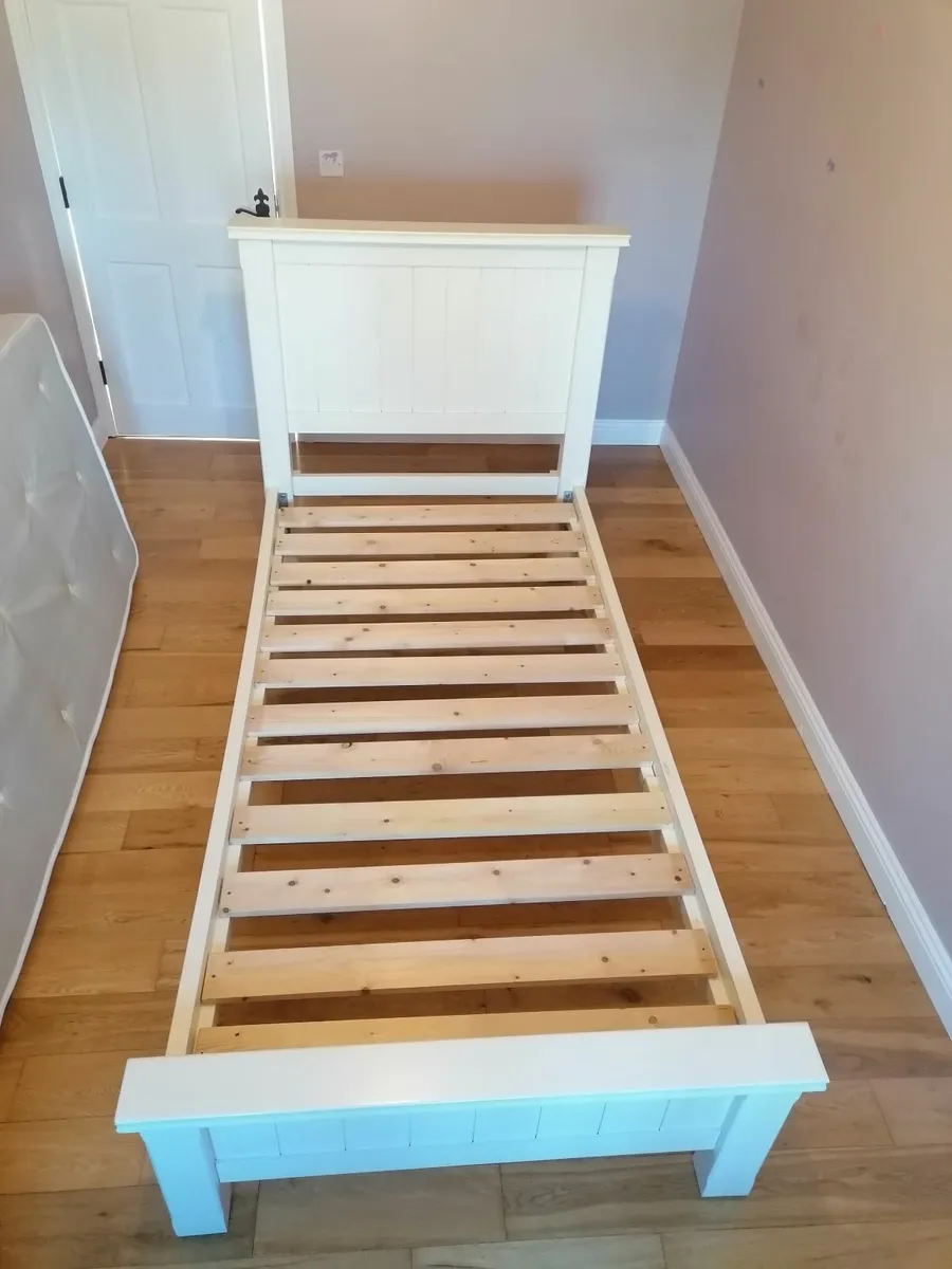 Single Bed. Light Cream Wood. - Image 3