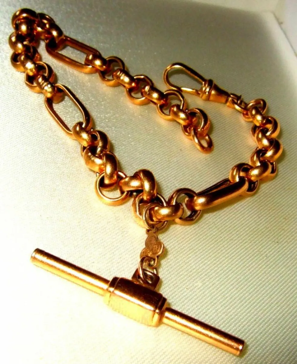 Vintage Chunky Hallmarked 9ct Gold Albert Bracelet - Image 3