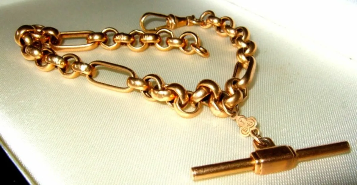 Vintage Chunky Hallmarked 9ct Gold Albert Bracelet - Image 1