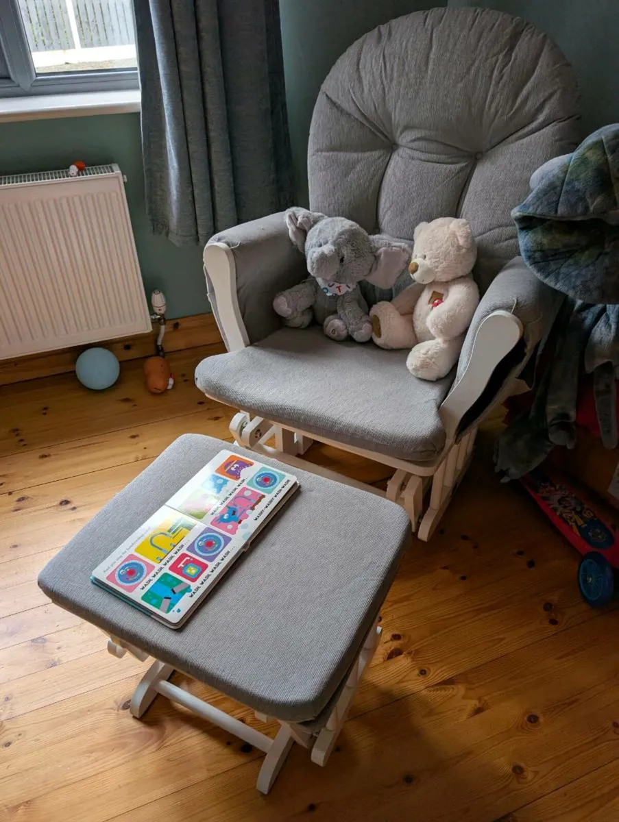 Babylo Brompton Glider & Footstool Grey/White - Image 1