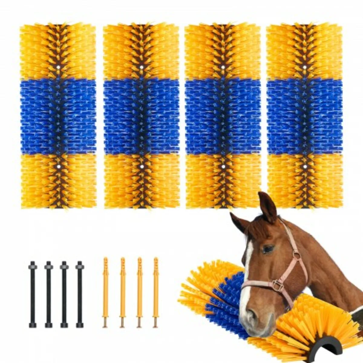Livestock Scratching Brush, 4 Pcs Horse Brush with - Image 1