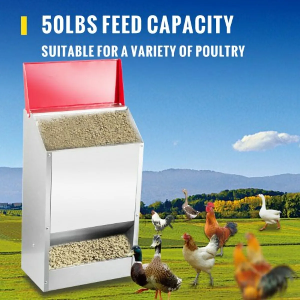 Galvanized Poultry Feeder Chicken Feeder No Waste - Image 4