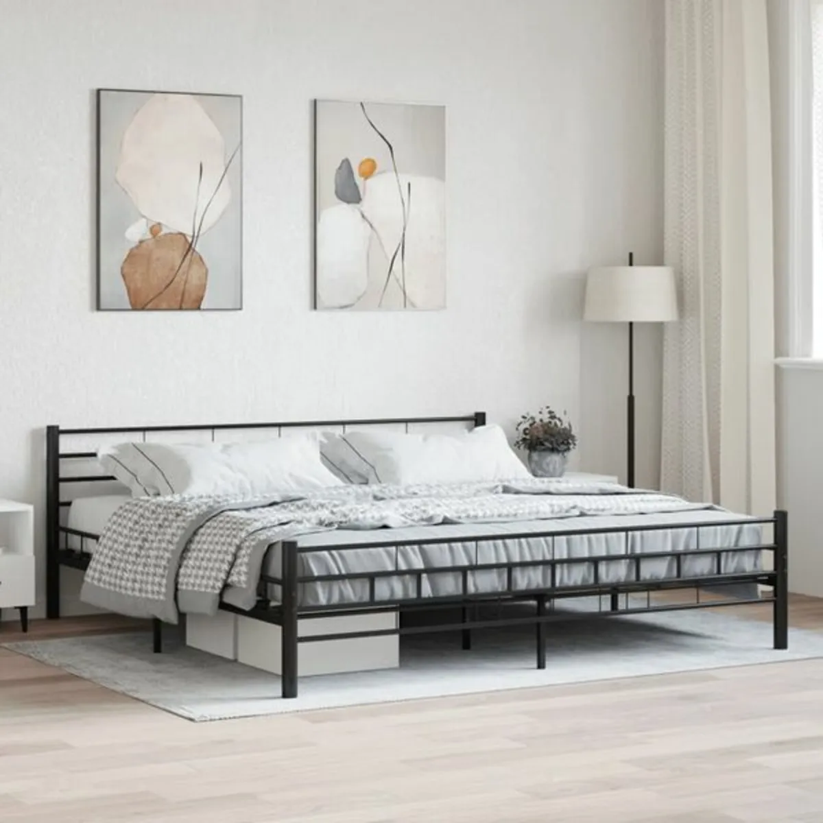 Bed Frame without Mattress Black Steel 200x200 cm - Image 1