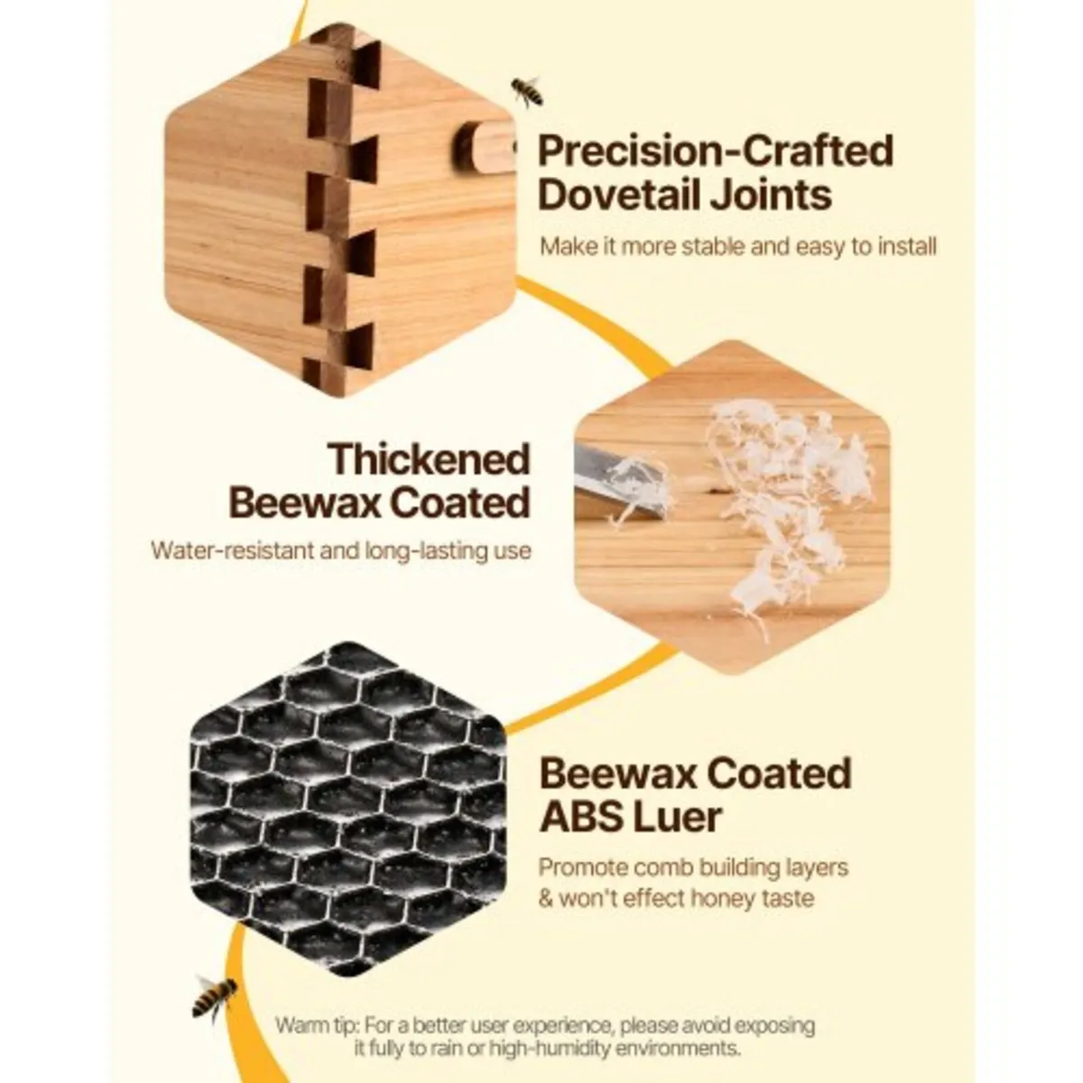 Bee Hive 40 Frame Bee Hives Starter Kit, Beeswax C - Image 4