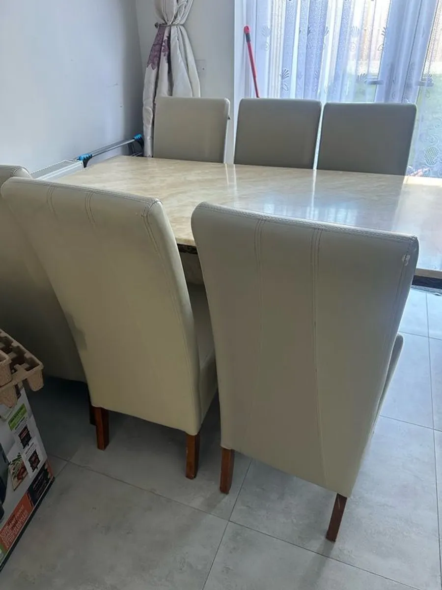 Marble dining table and 6 chairs - Image 2