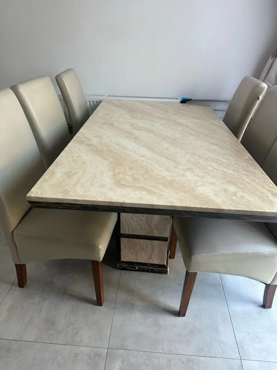 Marble dining table and 6 chairs - Image 4