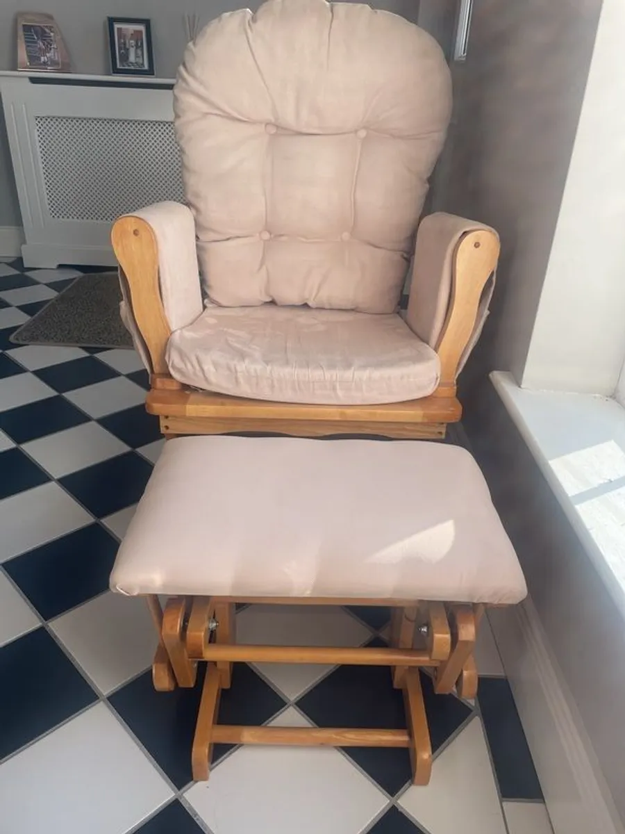 Rocking / Feeding Chair w/ Stool - Image 1